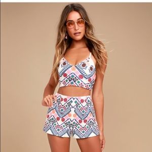 White embroidered shorts